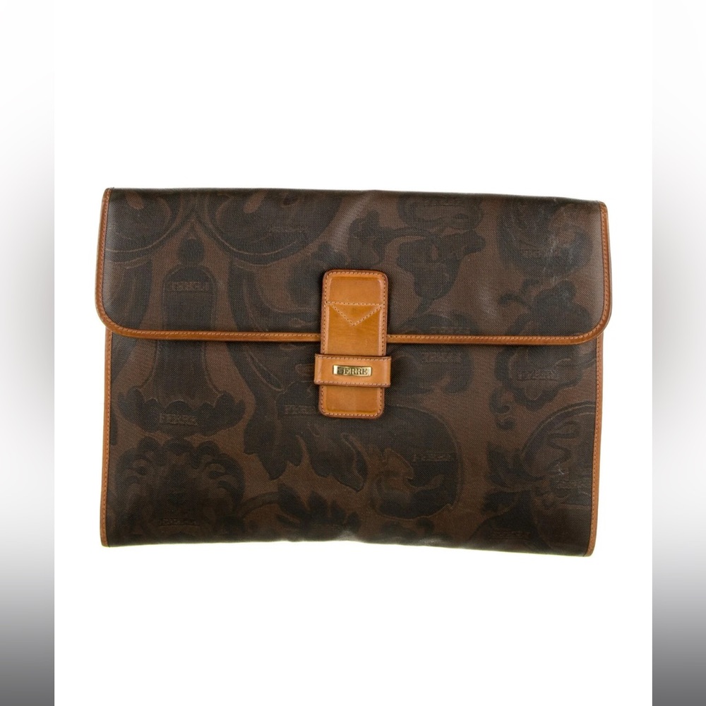 Gianfranco Ferre 1980s Vintage Leather Portfolio Clutch